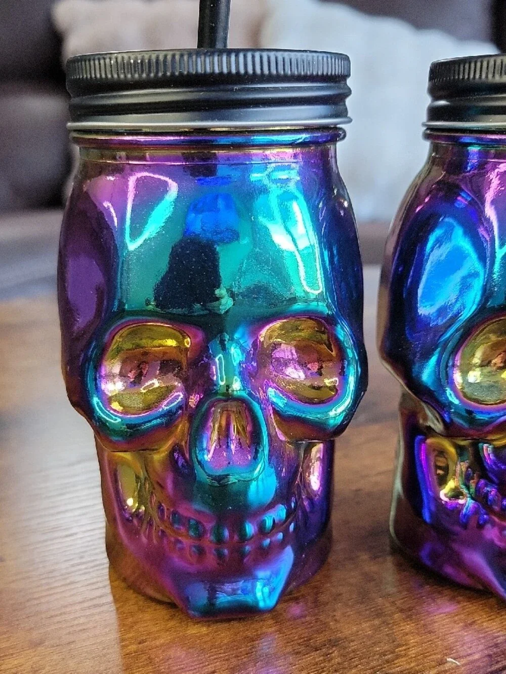 Halloween Skull Sippers Set Iridescent Multi-Color (2 Pack)